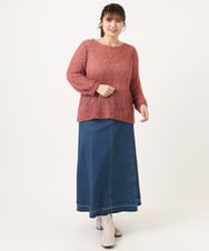 OLFKA05089 eur3(エウルキューブ) 【WEB先行販売】【大きいサイズ】テープヤーンニットプルオーバー ピンク(03)