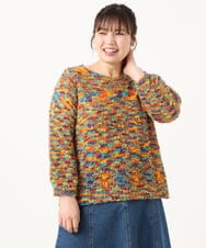 OLFKA05089 eur3(エウルキューブ) 【WEB先行販売】【大きいサイズ】テープヤーンニットプルオーバー オレンジ(15)