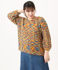 OLFKA05089 eur3(エウルキューブ) 【WEB先行販売】【大きいサイズ】テープヤーンニットプルオーバー オレンジ(15)