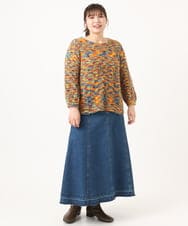 OLFKA05089 eur3(エウルキューブ) 【WEB先行販売】【大きいサイズ】テープヤーンニットプルオーバー オレンジ(15)