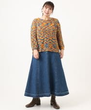 OLFKA05089 eur3(エウルキューブ) 【WEB先行販売】【大きいサイズ】テープヤーンニットプルオーバー オレンジ(15)