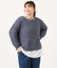 OLFKA05089 eur3(エウルキューブ) 【WEB先行販売】【大きいサイズ】テープヤーンニットプルオーバー ダークグレー(93)