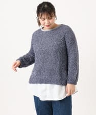 OLFKA05089 eur3(エウルキューブ) 【WEB先行販売】【大きいサイズ】テープヤーンニットプルオーバー ダークグレー(93)