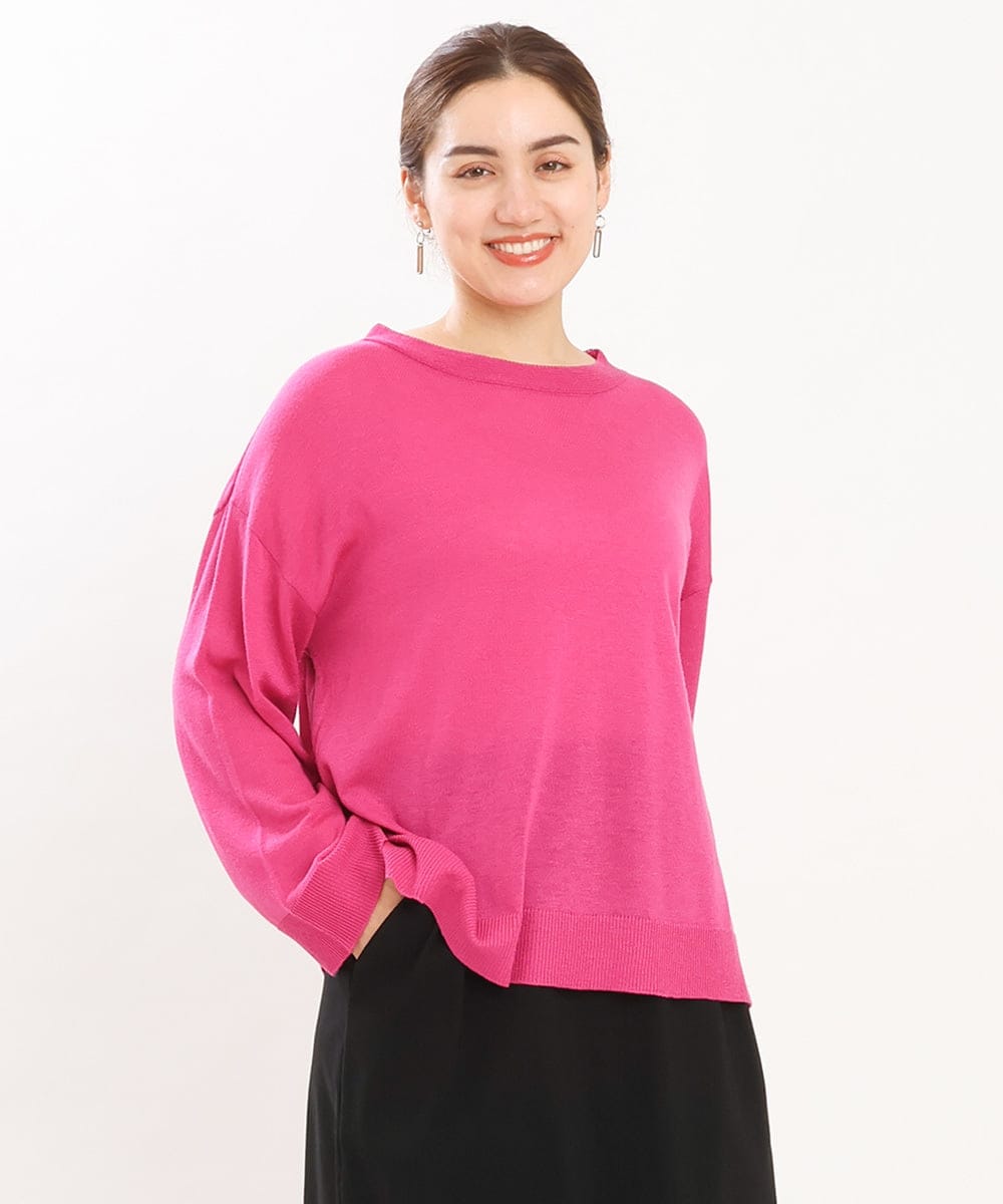 OLFKS07054 eur3(エウルキューブ) 【大きいサイズ】薄手柔らかショートニット ピンク(03)