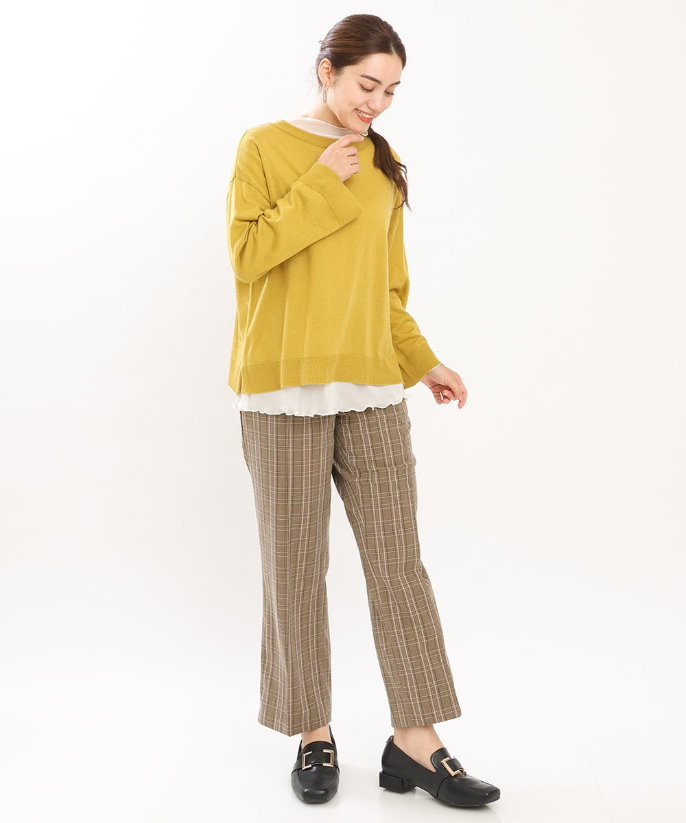 OLFKS07054 eur3(エウルキューブ) 【大きいサイズ】薄手柔らかショートニット ライトイエロー(20)