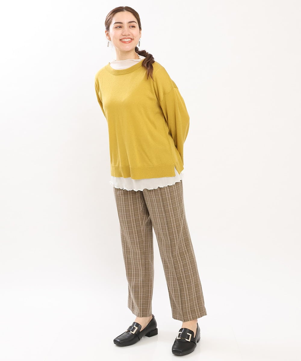 OLFKS07054 eur3(エウルキューブ) 【大きいサイズ】薄手柔らかショートニット ライトイエロー(20)