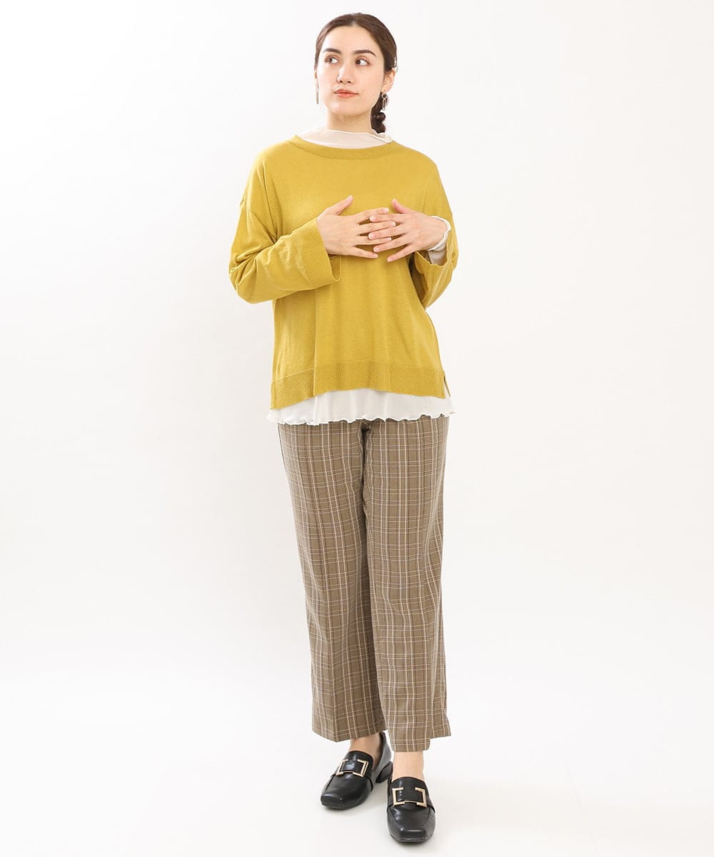 OLFKS07054 eur3(エウルキューブ) 【大きいサイズ】薄手柔らかショートニット ライトイエロー(20)