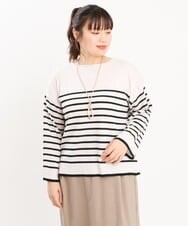 OLFKS07054 eur3(エウルキューブ) 【大きいサイズ】薄手柔らかショートニット アイボリー(80)