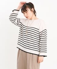 OLFKS07054 eur3(エウルキューブ) 【大きいサイズ】薄手柔らかショートニット アイボリー(80)