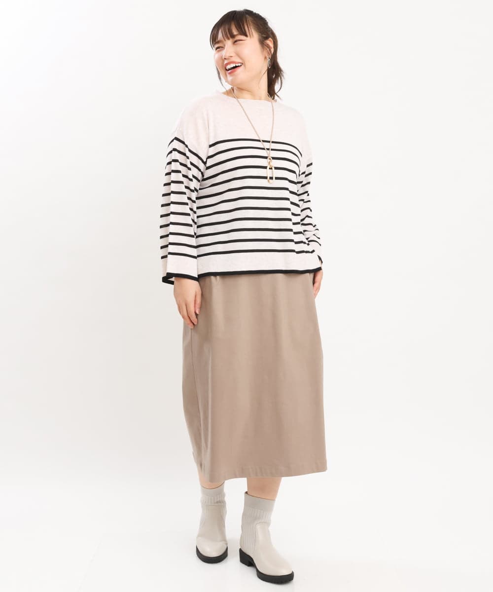 OLFKS07054 eur3(エウルキューブ) 【大きいサイズ】薄手柔らかショートニット アイボリー(80)