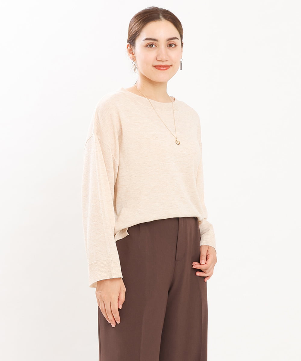 OLFKS07054 eur3(エウルキューブ) 【大きいサイズ】薄手柔らかショートニット ベージュ(82)