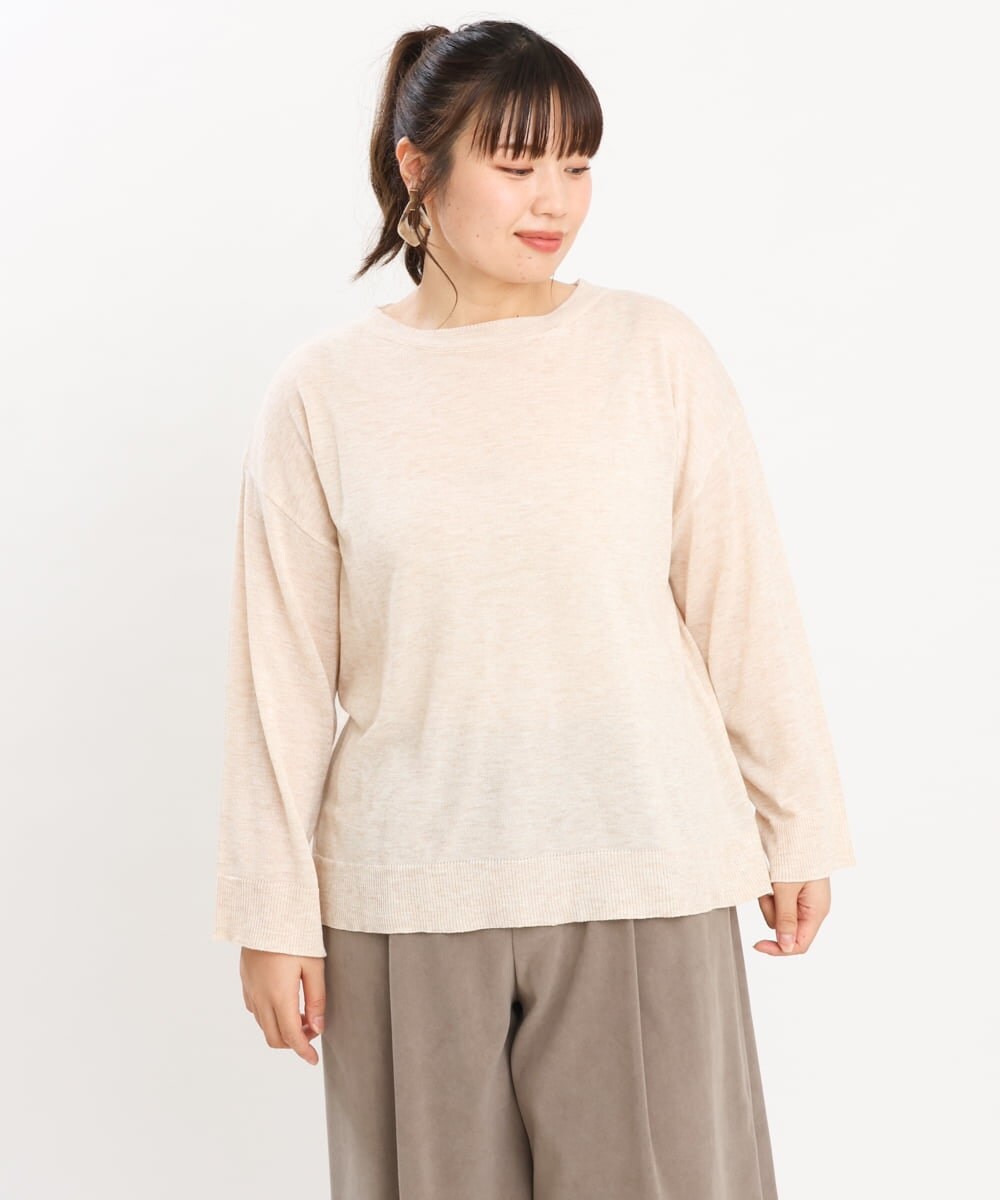 OLFKS07054 eur3(エウルキューブ) 【大きいサイズ】薄手柔らかショートニット ベージュ(82)