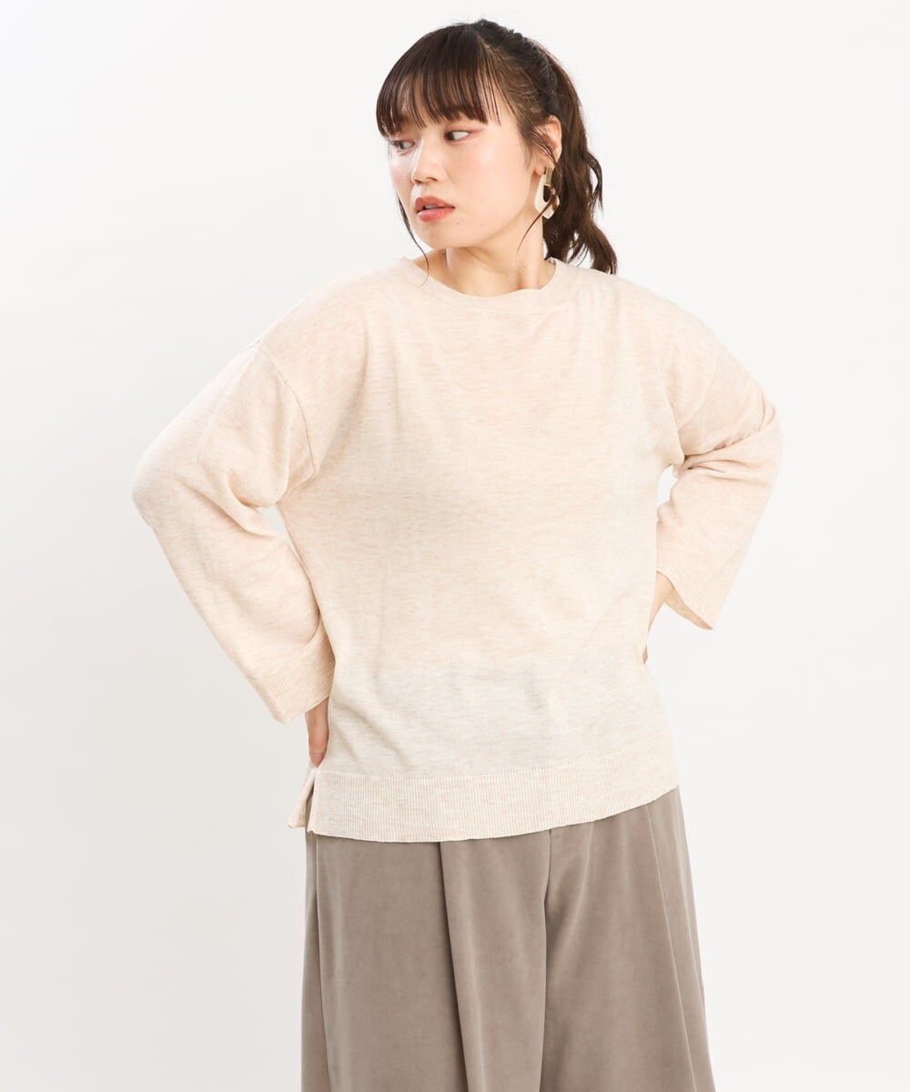 OLFKS07054 eur3(エウルキューブ) 【大きいサイズ】薄手柔らかショートニット ベージュ(82)