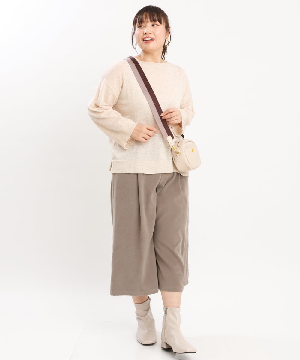 OLFKS07054 eur3(エウルキューブ) 【大きいサイズ】薄手柔らかショートニット ベージュ(82)