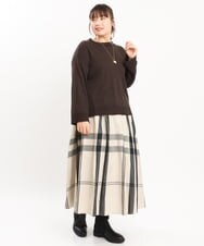 OLFKS07054 eur3(エウルキューブ) 【大きいサイズ】薄手柔らかショートニット ブラウン(87)