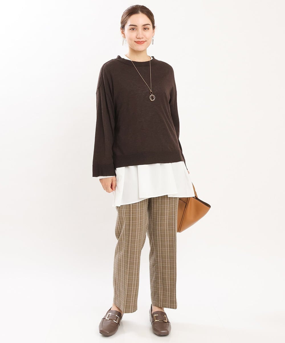 OLFKS07054 eur3(エウルキューブ) 【大きいサイズ】薄手柔らかショートニット ブラウン(87)
