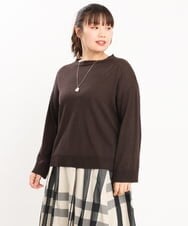 OLFKS07054 eur3(エウルキューブ) 【大きいサイズ】薄手柔らかショートニット ブラウン(87)