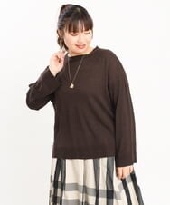 OLFKS07054 eur3(エウルキューブ) 【大きいサイズ】薄手柔らかショートニット ブラウン(87)