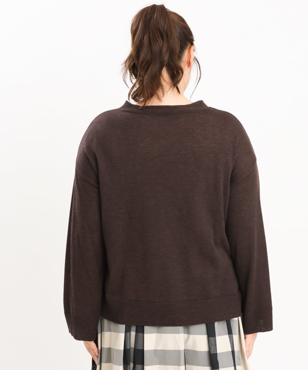 OLFKS07054 eur3(エウルキューブ) 【大きいサイズ】薄手柔らかショートニット ブラウン(87)