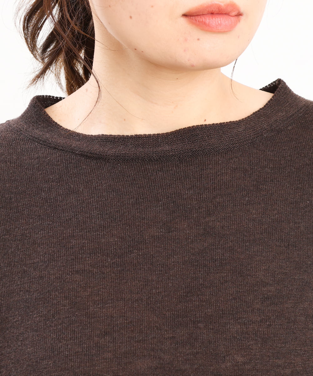 OLFKS07054 eur3(エウルキューブ) 【大きいサイズ】薄手柔らかショートニット ブラウン(87)