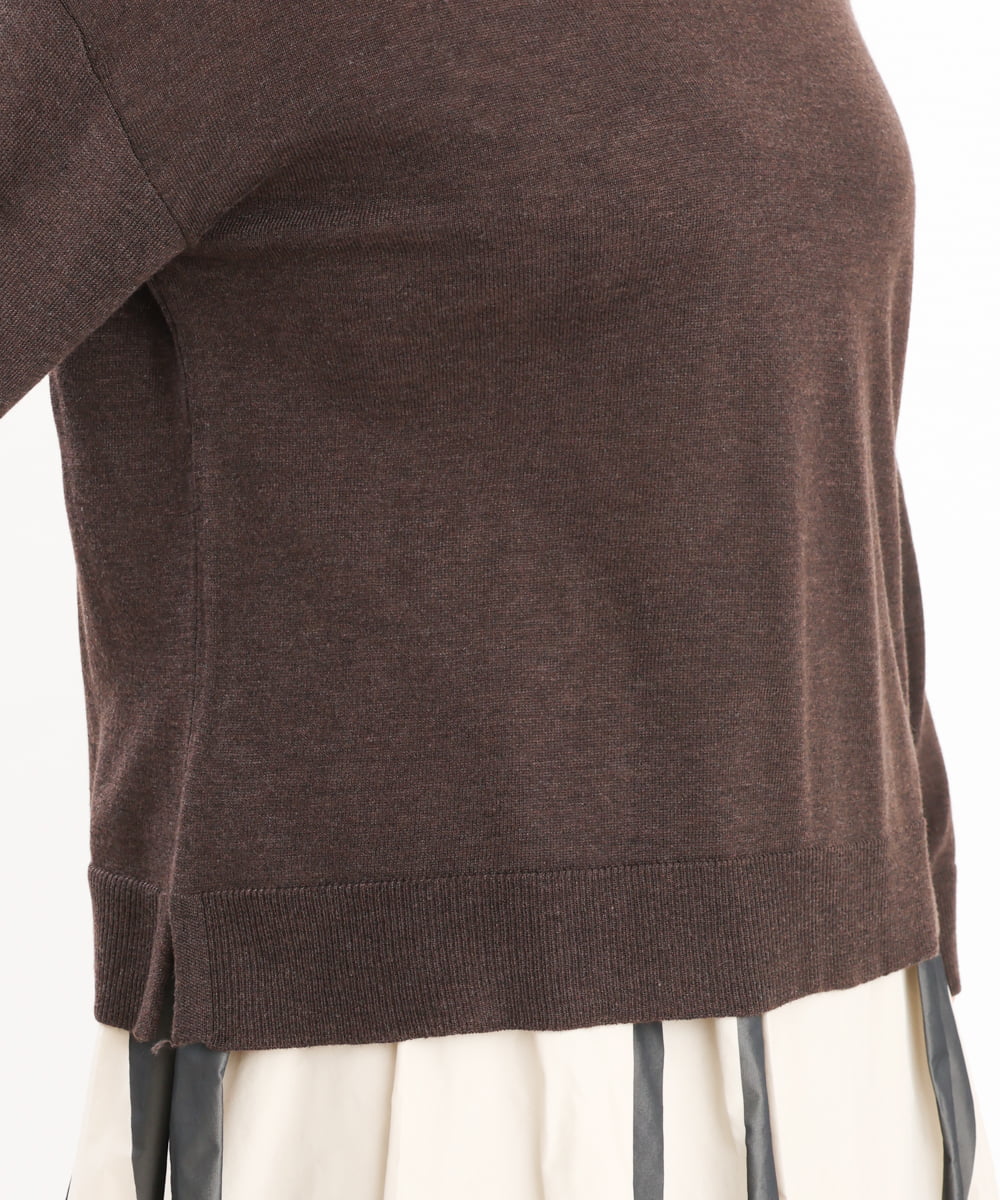 OLFKS07054 eur3(エウルキューブ) 【大きいサイズ】薄手柔らかショートニット ブラウン(87)