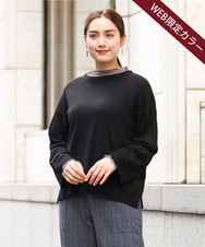 OLFKS07054 eur3(エウルキューブ) 【大きいサイズ】薄手柔らかショートニット ブラック(94)