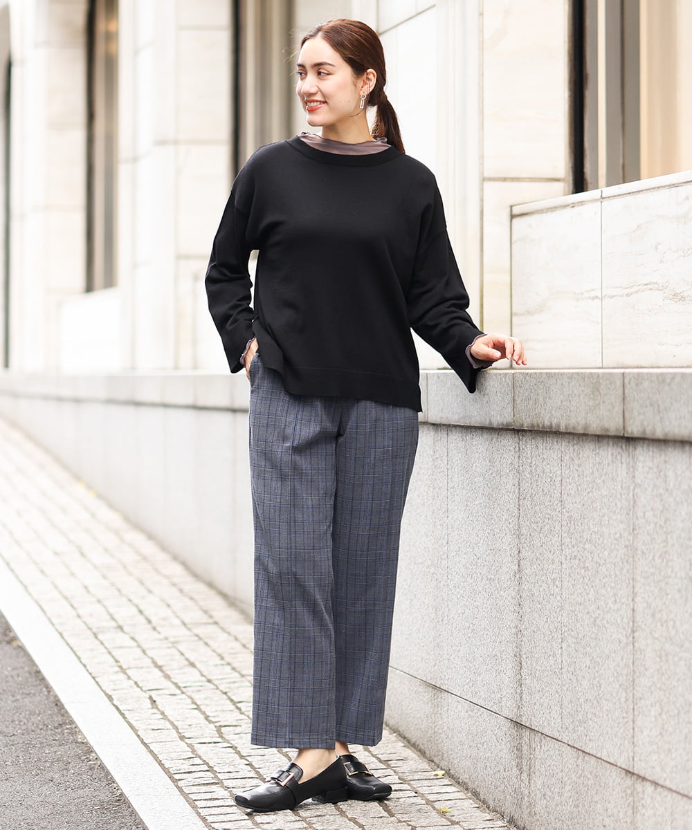 OLFKS07054 eur3(エウルキューブ) 【大きいサイズ】薄手柔らかショートニット ブラック(94)