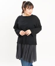 OLFKS07054 eur3(エウルキューブ) 【大きいサイズ】薄手柔らかショートニット ブラック(94)
