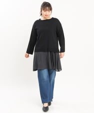 OLFKS07054 eur3(エウルキューブ) 【大きいサイズ】薄手柔らかショートニット ブラック(94)