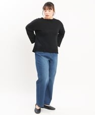 OLFKS07054 eur3(エウルキューブ) 【大きいサイズ】薄手柔らかショートニット ブラック(94)