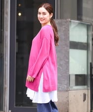 OLFKS08089 eur3(エウルキューブ) 【雑誌掲載】【大きいサイズ/11号サイズあり】薄手柔らかロングニット ピンク(03)