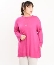 OLFKS08089 eur3(エウルキューブ) 【雑誌掲載】【大きいサイズ/11号サイズあり】薄手柔らかロングニット ピンク(03)