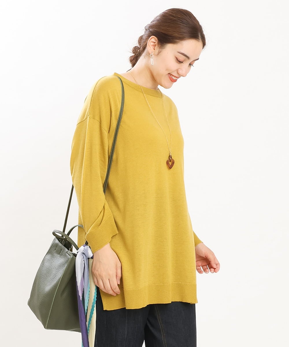 OLFKS08089 eur3(エウルキューブ) 【雑誌掲載】【大きいサイズ/11号サイズあり】薄手柔らかロングニット ライトイエロー(20)