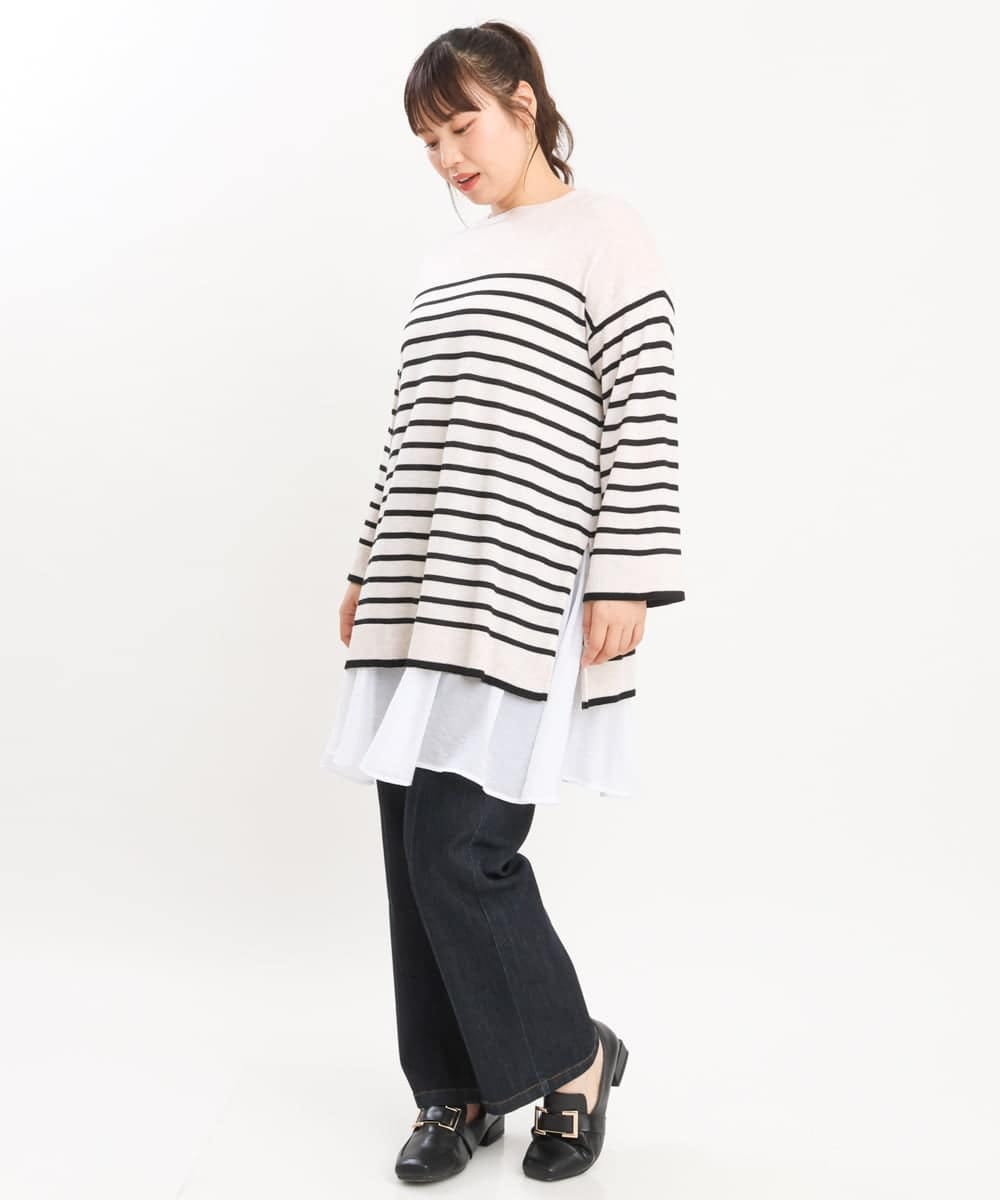 OLFKS08089 eur3(エウルキューブ) 【雑誌掲載】【大きいサイズ/11号サイズあり】薄手柔らかロングニット アイボリー(80)