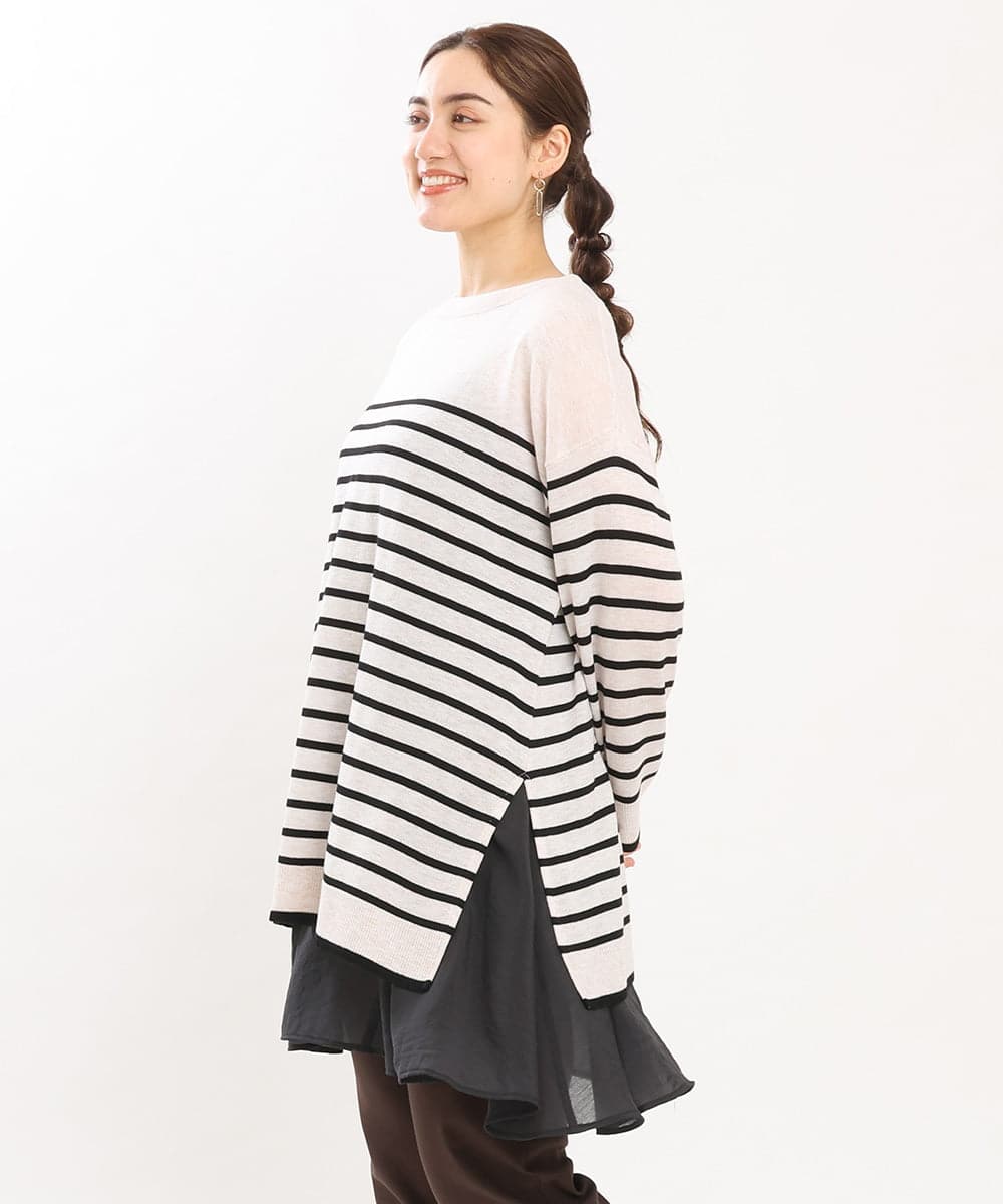 OLFKS08089 eur3(エウルキューブ) 【雑誌掲載】【大きいサイズ/11号サイズあり】薄手柔らかロングニット アイボリー(80)