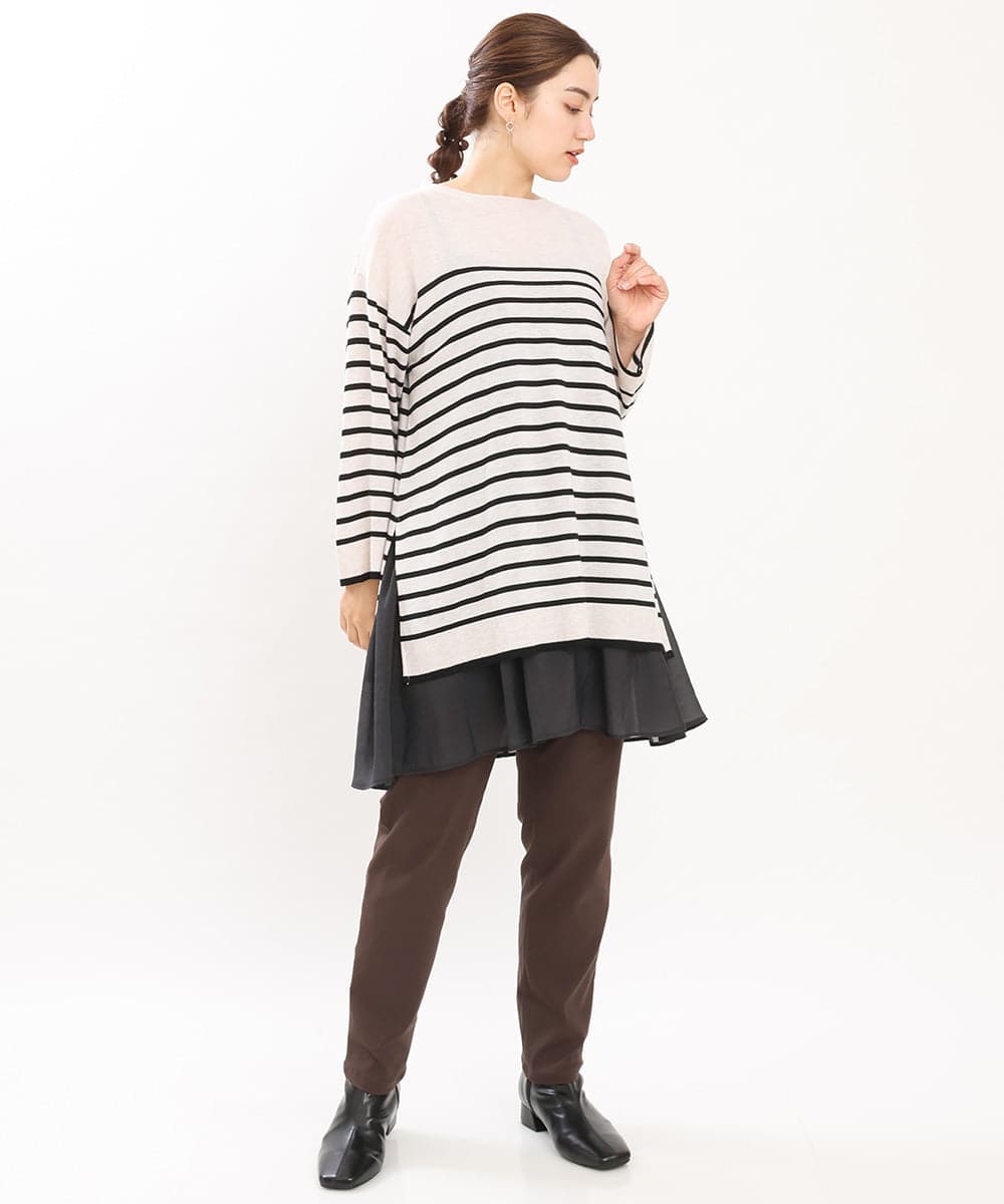 OLFKS08089 eur3(エウルキューブ) 【雑誌掲載】【大きいサイズ/11号サイズあり】薄手柔らかロングニット アイボリー(80)
