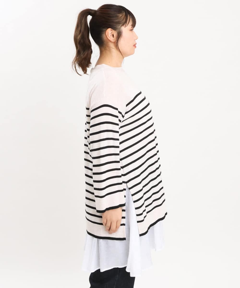OLFKS08089 eur3(エウルキューブ) 【雑誌掲載】【大きいサイズ/11号サイズあり】薄手柔らかロングニット アイボリー(80)