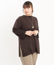 OLFKS08089 eur3(エウルキューブ) 【雑誌掲載】【大きいサイズ/11号サイズあり】薄手柔らかロングニット ブラウン(87)
