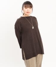 OLFKS08089 eur3(エウルキューブ) 【雑誌掲載】【大きいサイズ/11号サイズあり】薄手柔らかロングニット ブラウン(87)
