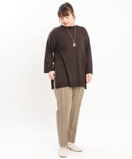 OLFKS08089 eur3(エウルキューブ) 【雑誌掲載】【大きいサイズ/11号サイズあり】薄手柔らかロングニット ブラウン(87)