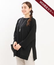 OLFKS08089 eur3(エウルキューブ) 【雑誌掲載】【大きいサイズ/11号サイズあり】薄手柔らかロングニット ブラック(94)