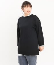 OLFKS08089 eur3(エウルキューブ) 【雑誌掲載】【大きいサイズ/11号サイズあり】薄手柔らかロングニット ブラック(94)