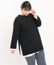OLFKS08089 eur3(エウルキューブ) 【雑誌掲載】【大きいサイズ/11号サイズあり】薄手柔らかロングニット ブラック(94)