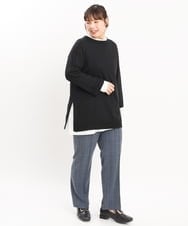 OLFKS08089 eur3(エウルキューブ) 【雑誌掲載】【大きいサイズ/11号サイズあり】薄手柔らかロングニット ブラック(94)