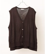 OLFKS21079 eur3(エウルキューブ) 【大きいサイズ】Vネックニットベスト ブラウン(87）