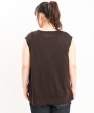 OLFKS21079 eur3(エウルキューブ) 【大きいサイズ】Vネックニットベスト ブラウン(87）