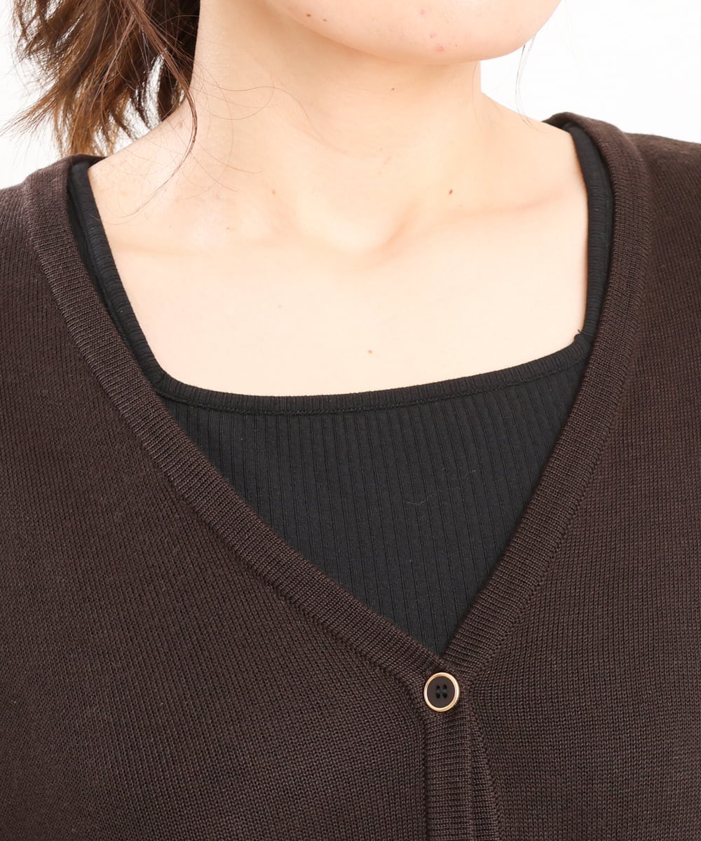 OLFKS21079 eur3(エウルキューブ) 【大きいサイズ】Vネックニットベスト ブラウン(87）