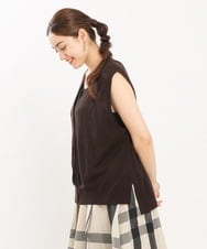 OLFKS21079 eur3(エウルキューブ) 【大きいサイズ】Vネックニットベスト ブラウン(87）