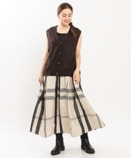 OLFKS21079 eur3(エウルキューブ) 【大きいサイズ】Vネックニットベスト ブラウン(87）