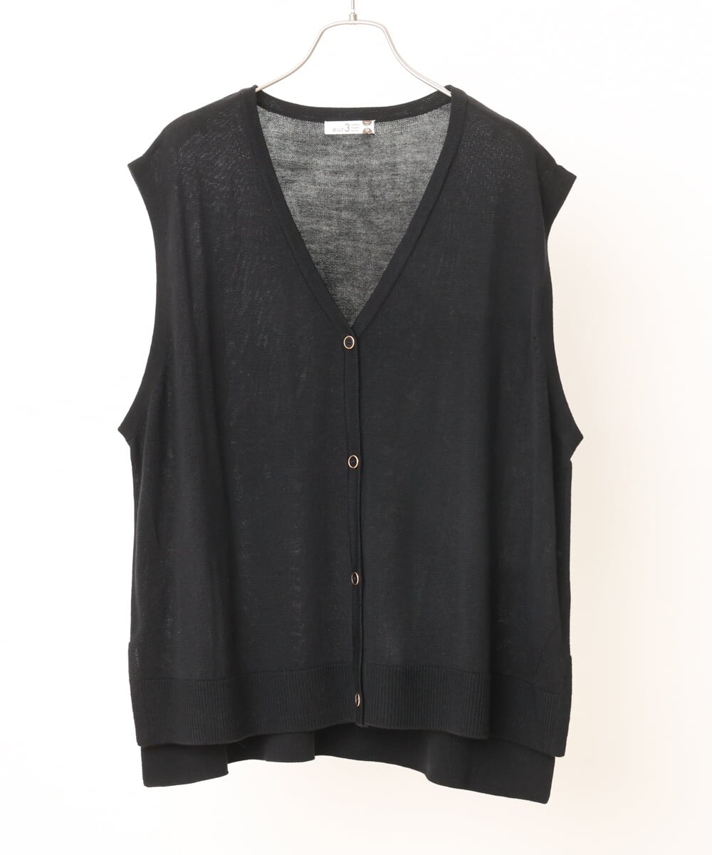 OLFKS21079 eur3(エウルキューブ) 【大きいサイズ】Vネックニットベスト ブラック(94)